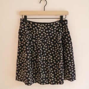 Madewell 100% Silk Black Floral Skirt